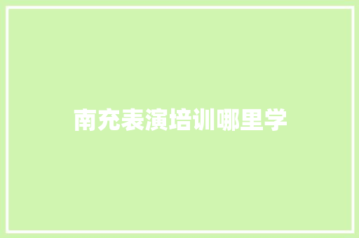 南充表演培训哪里学 个人简历