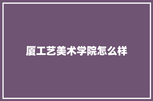 厦工艺美术学院怎么样 论文
