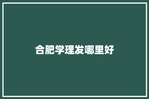 合肥学理发哪里好 面试技巧