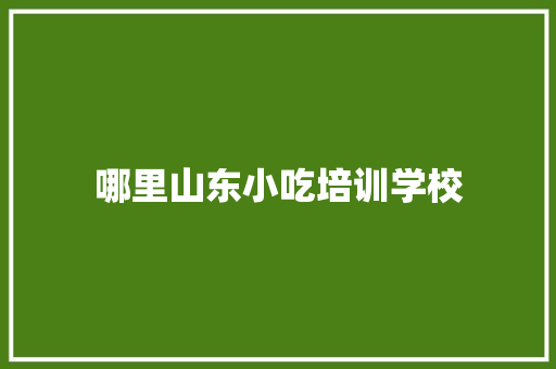 哪里山东小吃培训学校 社会论文