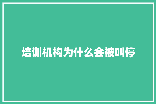 培训机构为什么会被叫停 面试技巧