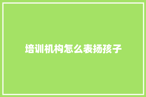 培训机构怎么表扬孩子 计算机论文