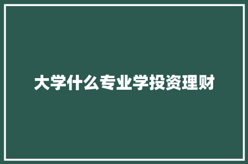 大学什么专业学投资理财 个人简历