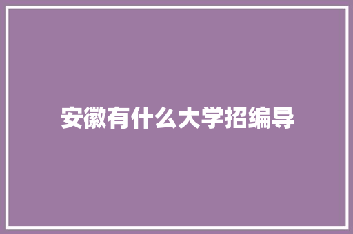 安徽有什么大学招编导 简历资料