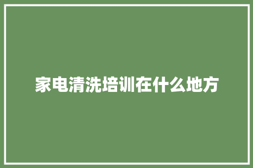 家电清洗培训在什么地方 个人简历