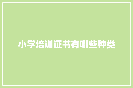 小学培训证书有哪些种类 条剧书信