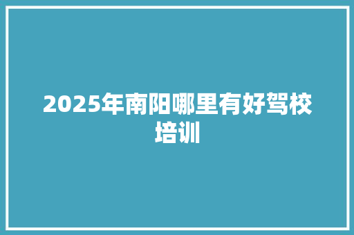 2025年南阳哪里有好驾校培训 社会论文