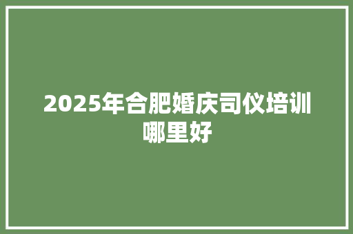 2025年合肥婚庆司仪培训哪里好 毕业设计