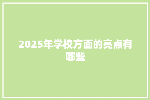 2025年学校方面的亮点有哪些 个人写作