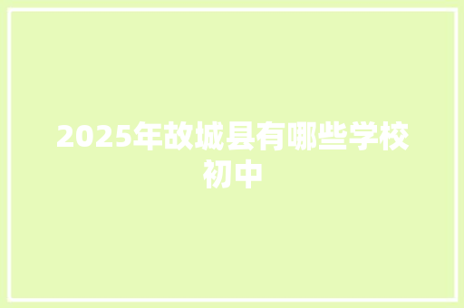 2025年故城县有哪些学校初中 简历