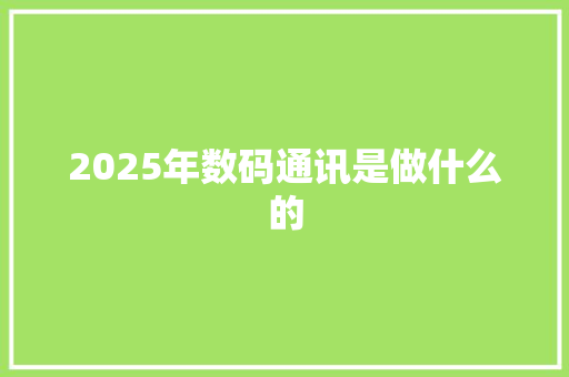 2025年数码通讯是做什么的 论文