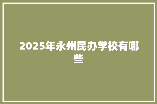 2025年永州民办学校有哪些 管理论文