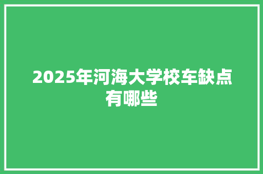2025年河海大学校车缺点有哪些 策划方案