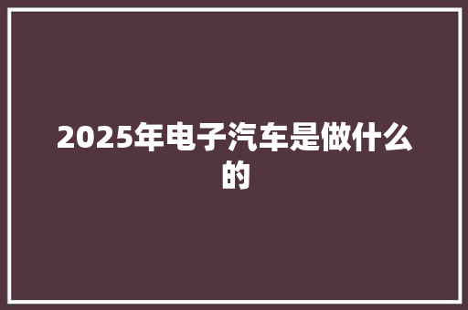 2025年电子汽车是做什么的 面试技巧
