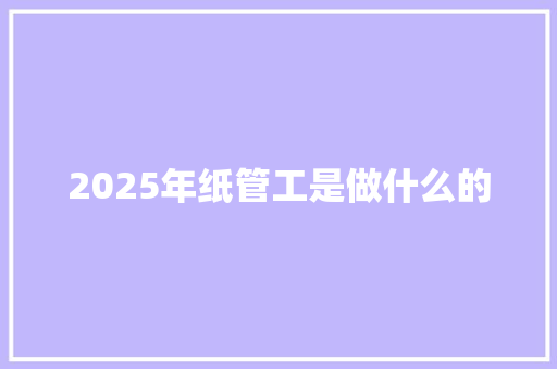 2025年纸管工是做什么的 计算机论文