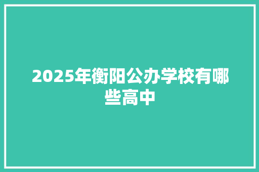 2025年衡阳公办学校有哪些高中 个人写作