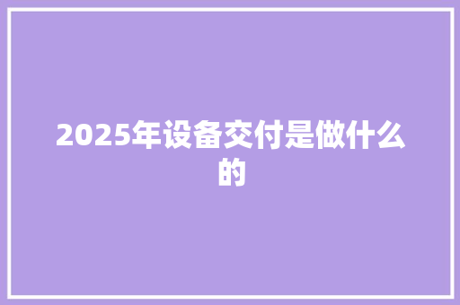 2025年设备交付是做什么的 英文简历
