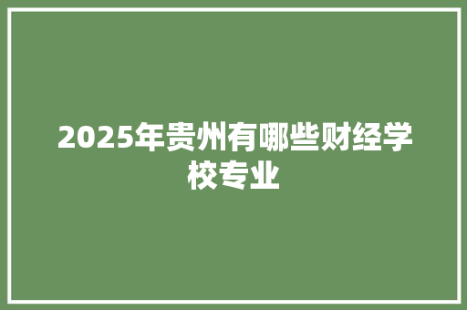 2025年贵州有哪些财经学校专业 个人简历