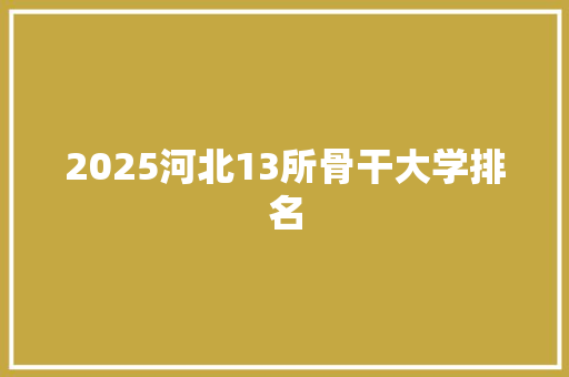 2025河北13所骨干大学排名 计算机论文