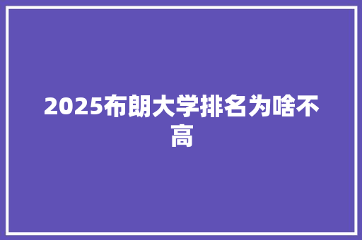2025布朗大学排名为啥不高 表扬书