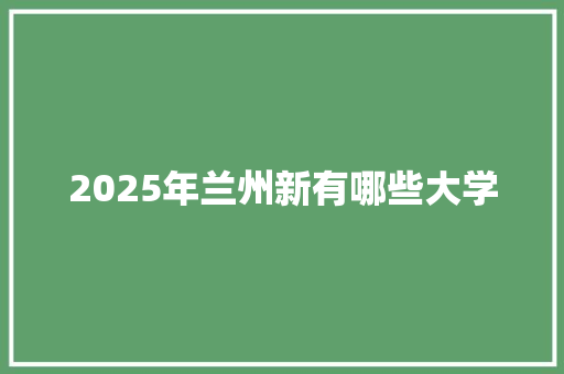 2025年兰州新有哪些大学 面试技巧