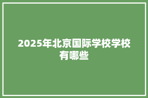 2025年北京国际学校学校有哪些 条剧书信