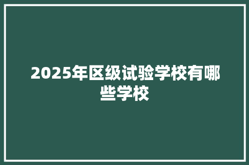 2025年区级试验学校有哪些学校 管理论文