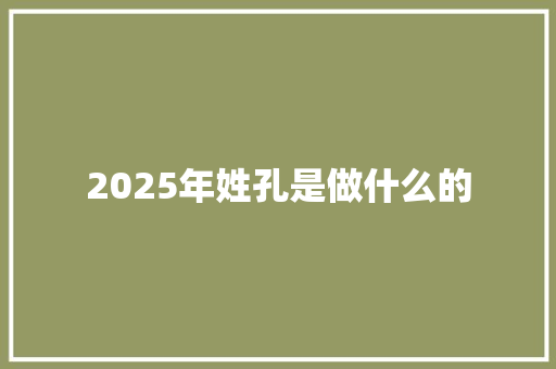 2025年姓孔是做什么的 个人简历