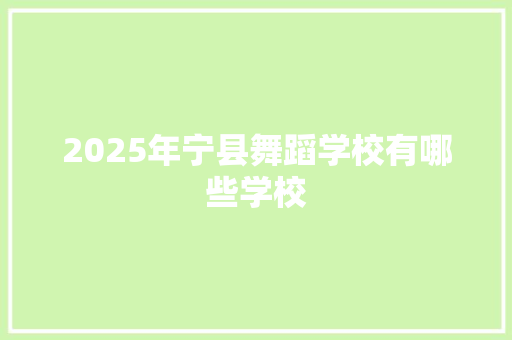 2025年宁县舞蹈学校有哪些学校 保证书