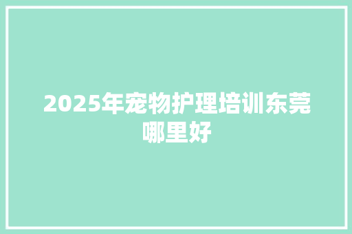 2025年宠物护理培训东莞哪里好 面试技巧