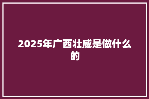2025年广西壮威是做什么的 面试技巧