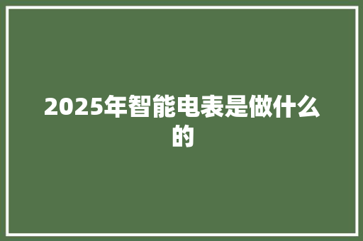 2025年智能电表是做什么的 条剧书信