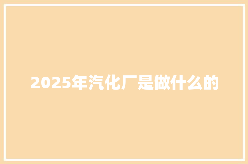 2025年汽化厂是做什么的 担保书