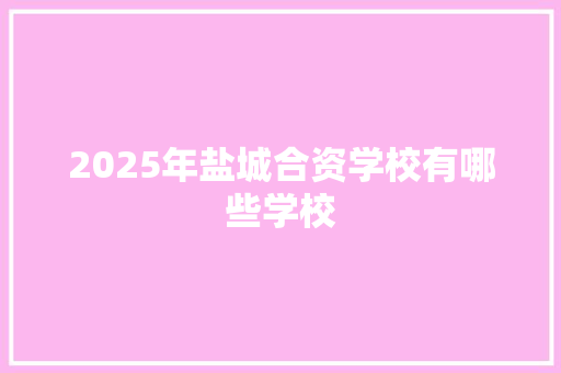 2025年盐城合资学校有哪些学校 简历