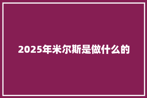 2025年米尔斯是做什么的 英文简历