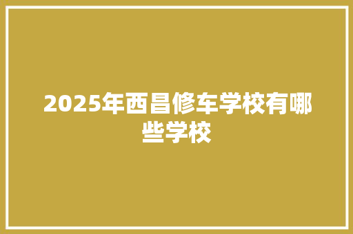 2025年西昌修车学校有哪些学校 策划方案