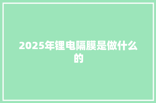 2025年锂电隔膜是做什么的 毕业设计