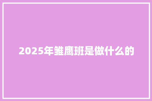 2025年雏鹰班是做什么的 个人写作