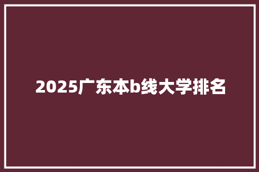 2025广东本b线大学排名 毕业设计
