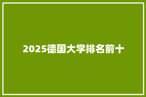 2025德国大学排名前十 办公写作