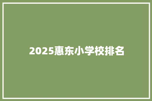 2025惠东小学校排名 文秘写作