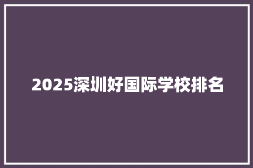 2025深圳好国际学校排名 简历