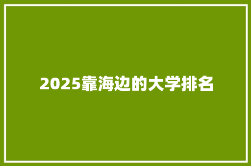 2025靠海边的大学排名 个人写作