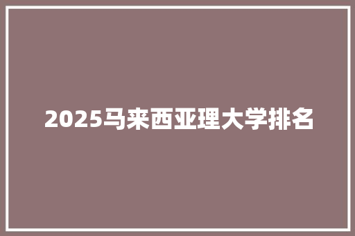 2025马来西亚理大学排名 简历