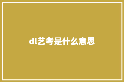 dl艺考是什么意思 办公写作