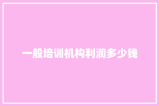 一般培训机构利润多少钱 计算机论文