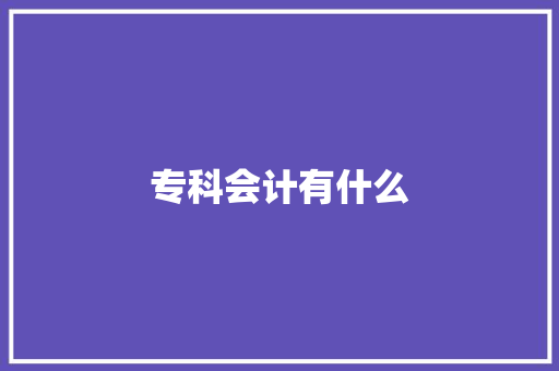 专科会计有什么 论文