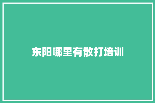 东阳哪里有散打培训 个人写作