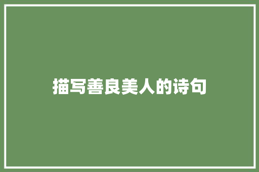 描写善良美人的诗句 担保书