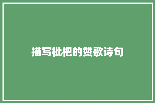 描写枇杷的赞歌诗句 简历